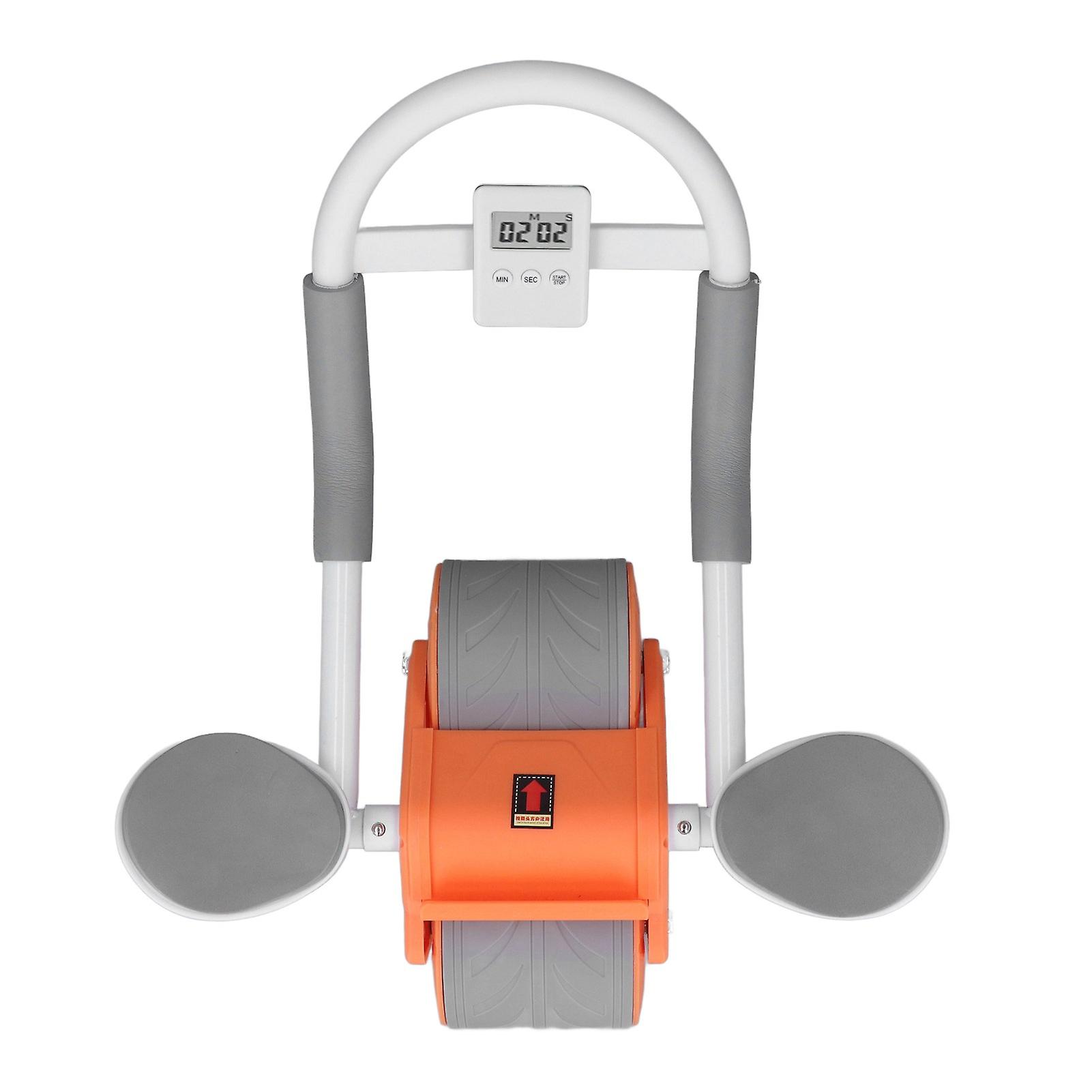 Abdominal Roller Wheel with Elbow Support Timer Automatic Rebound Core Strength Training Exercise Equipment Orange