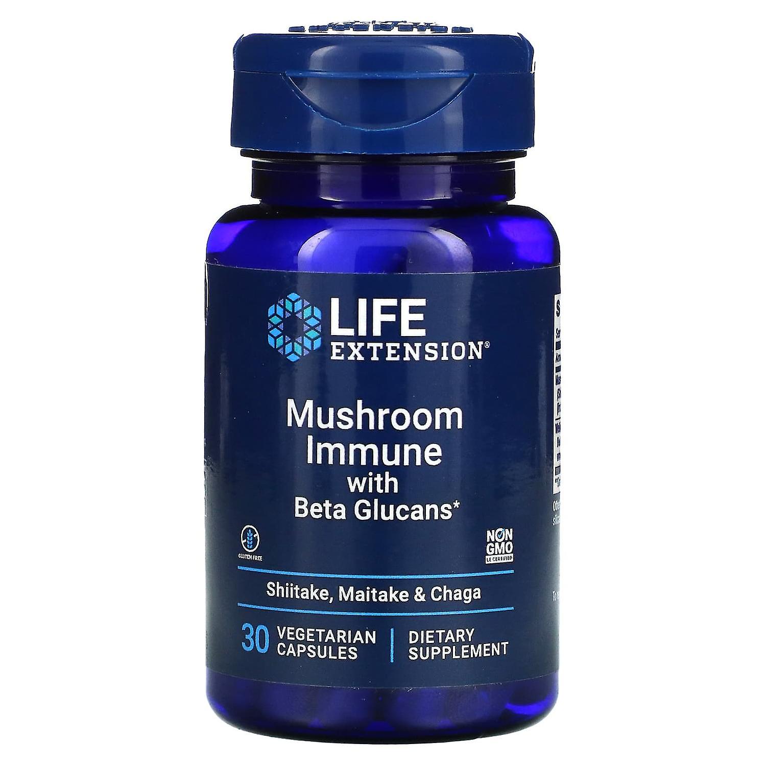 Life Extension, Mushroom Immune With Beta Glucans, 30 Vegetarian Capsules