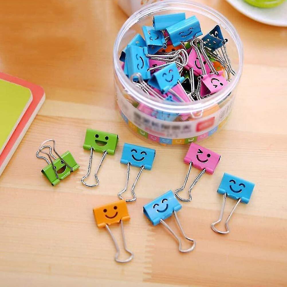 40-Pack Cute Loving Smiling Face Colored Paper Clips & File Organizer
