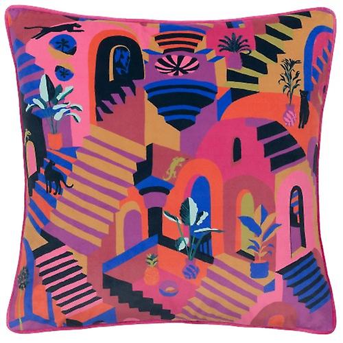 Housse de coussin brodée en velours Furn Eivissa