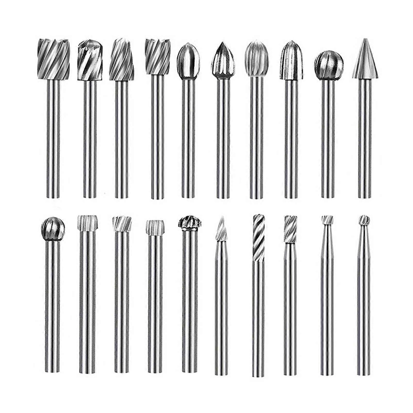 20Pcs Rotary File Burr Grinding Bit High Speed Steel Tool Set Kit for Chamfering Engraving