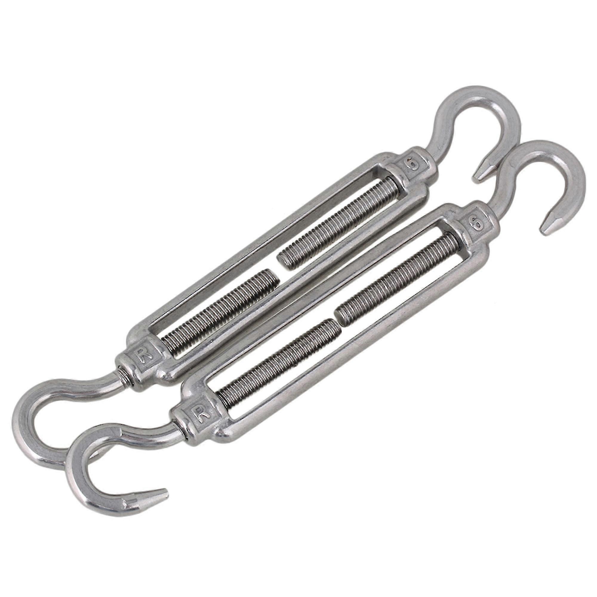 2pcs Silver Adjustable European Style M6 Thread Hook Hook Type Turnbuckle