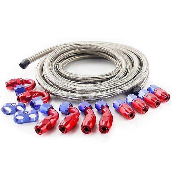 ユニバーサル 15ft AN~8 シルバー ナイロン編組ホース、レッド & ブルー ホース エンド 10pcs と ホース Separato 56889
