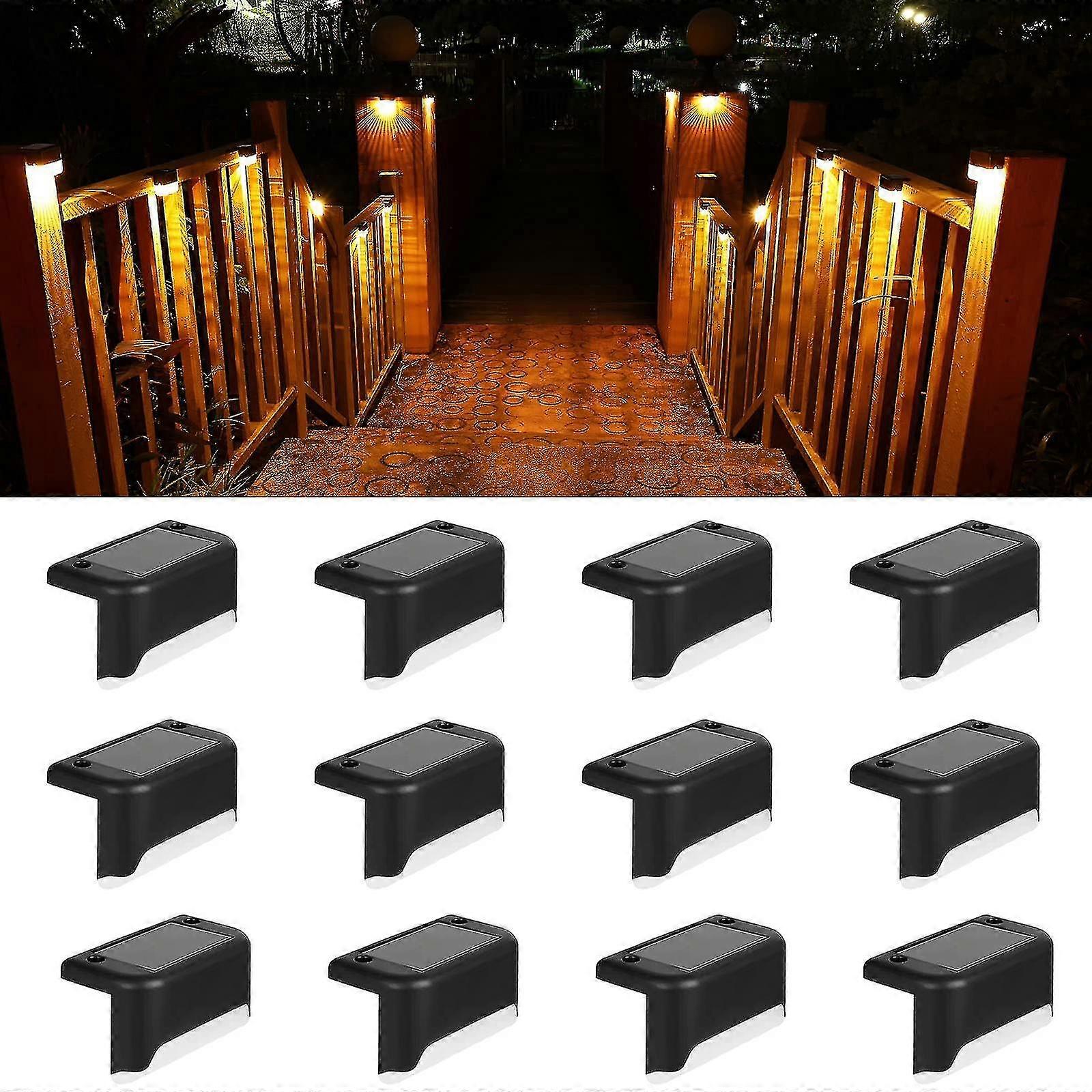 Solar Deck Lights Outdoor, 4/8/12 Pack Solar Step Lights Waterproof Led Solar Lights For Outdoor Stairs, Step, Fence, Railing, Yard And Patio