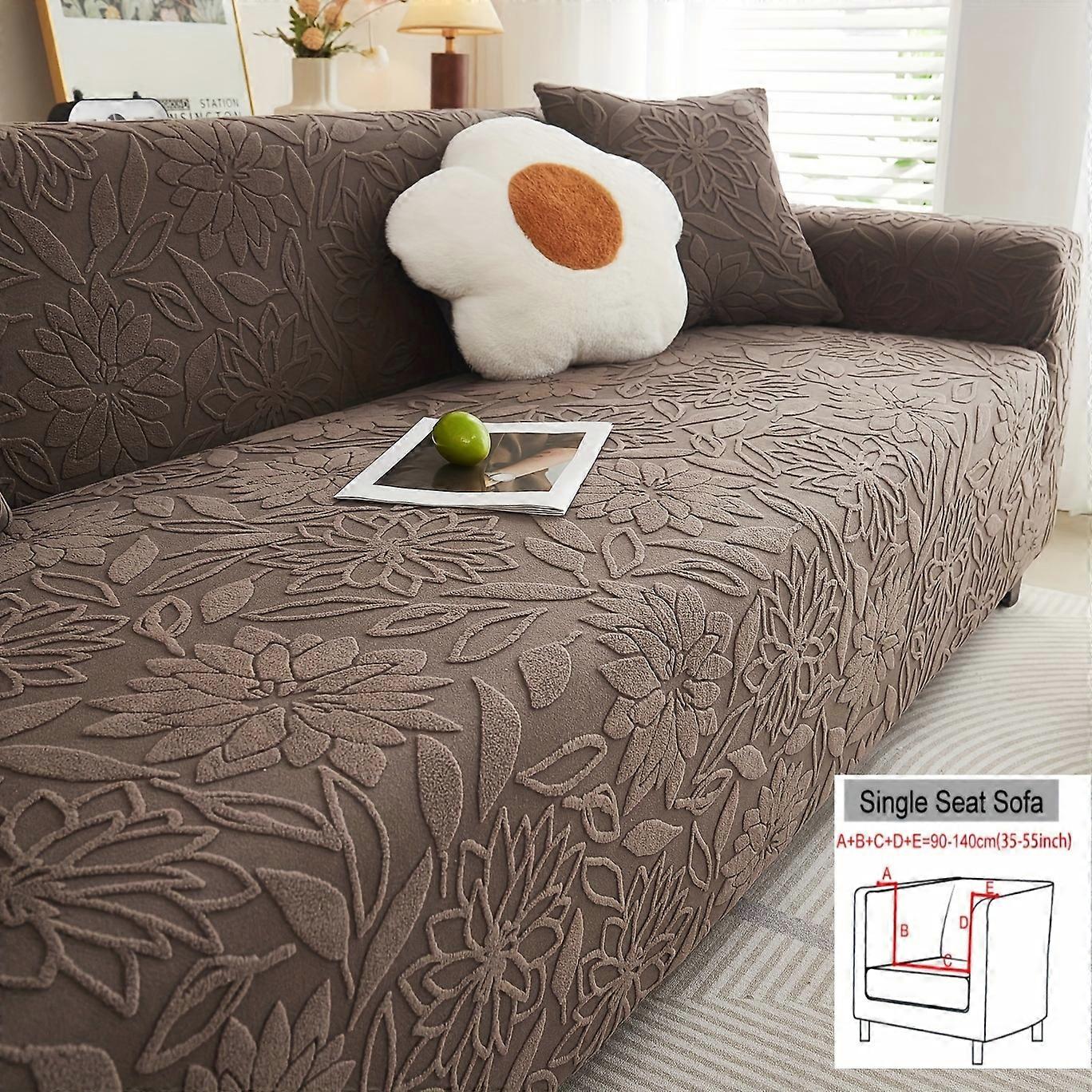 1pc Camellia Jacquard Fleece Elastic All-inclusive Sofa Cover + 1pc Throw Pillow Cover (Without Core) Sofa Slipcover, Couch Cover Furniture Protector