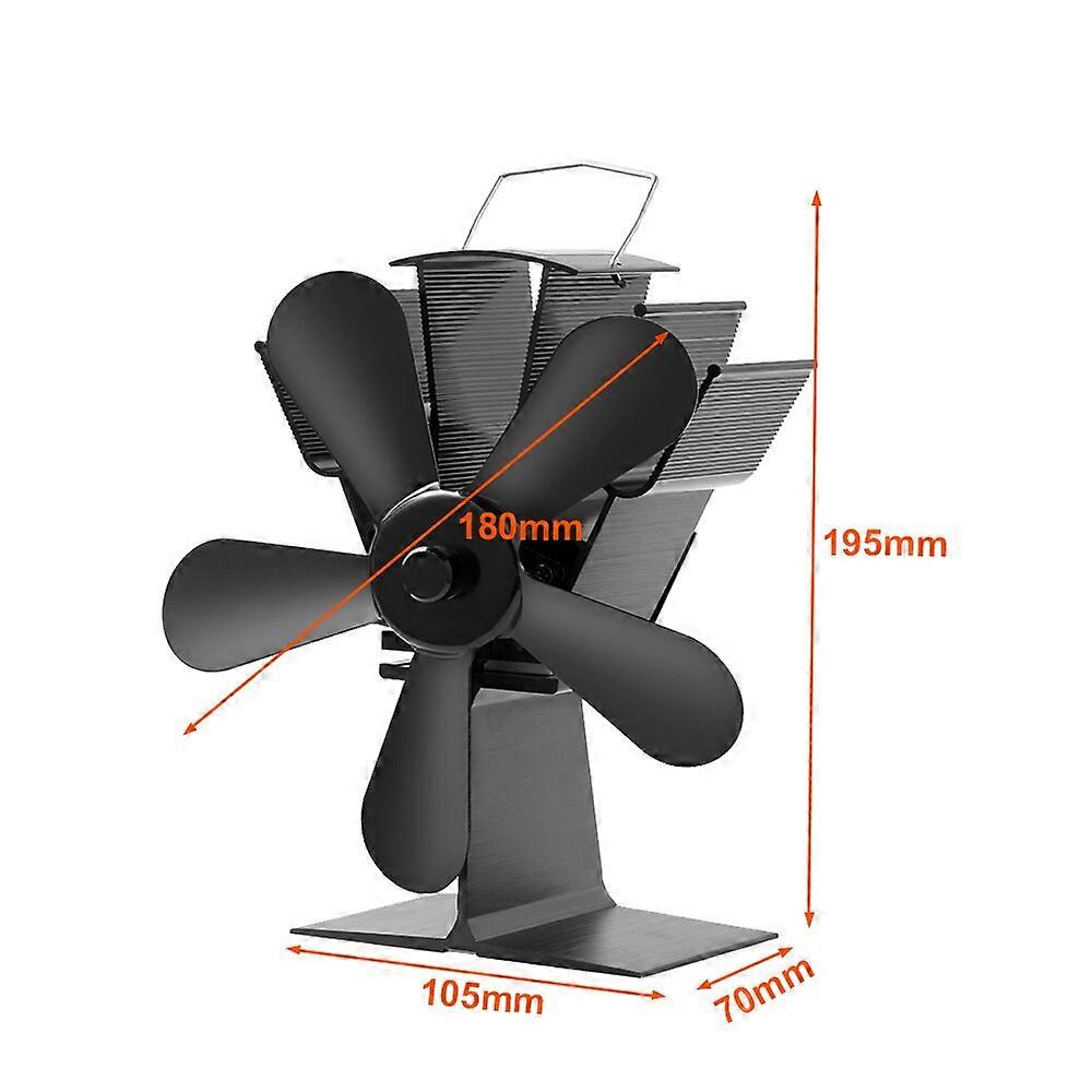 5 Blade Heat Powered Stove Fan Vertical Fireplace Fan Log Wood Burner Eco Quiet Home Fireplace Fan Efficient Heat Distribution