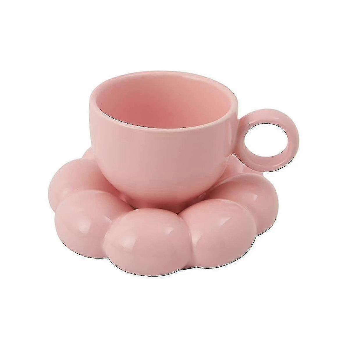Çiçek Kahve Fincanı ve Tabağı Seti Sevimli Kupa ve Tabak Seti Ayçiçeği Tabağı Latte ile Seramik Kahve Fincanı