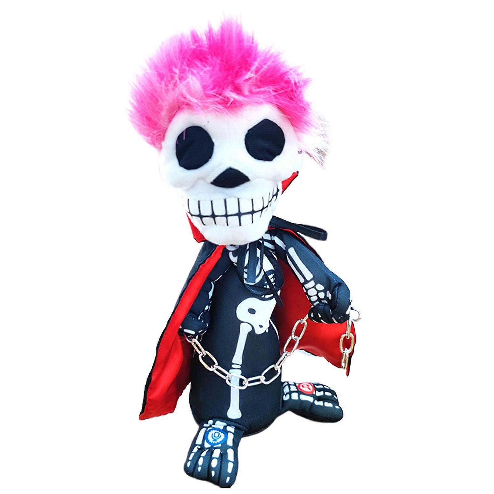 Halloween Rotating Skeleton Figurine Electric Music Spinning Skeleton with Red Light Eyes for Halloween Ghost Festival Prop