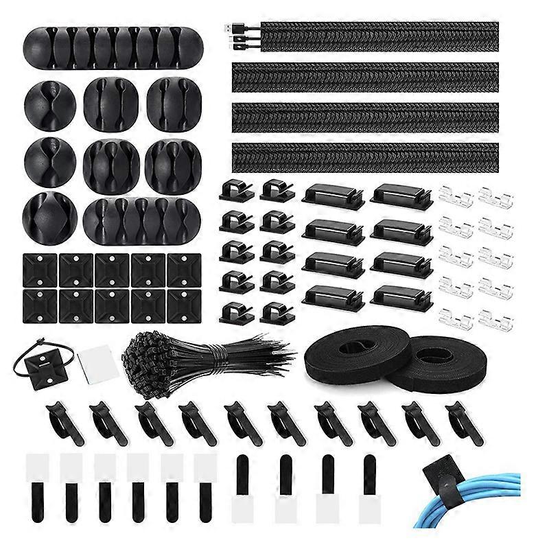 173 Pcs Cable Management Organizer Kit, Adhesive Cable Clips Holder,Cable Ties,Adhesive Wall Cable