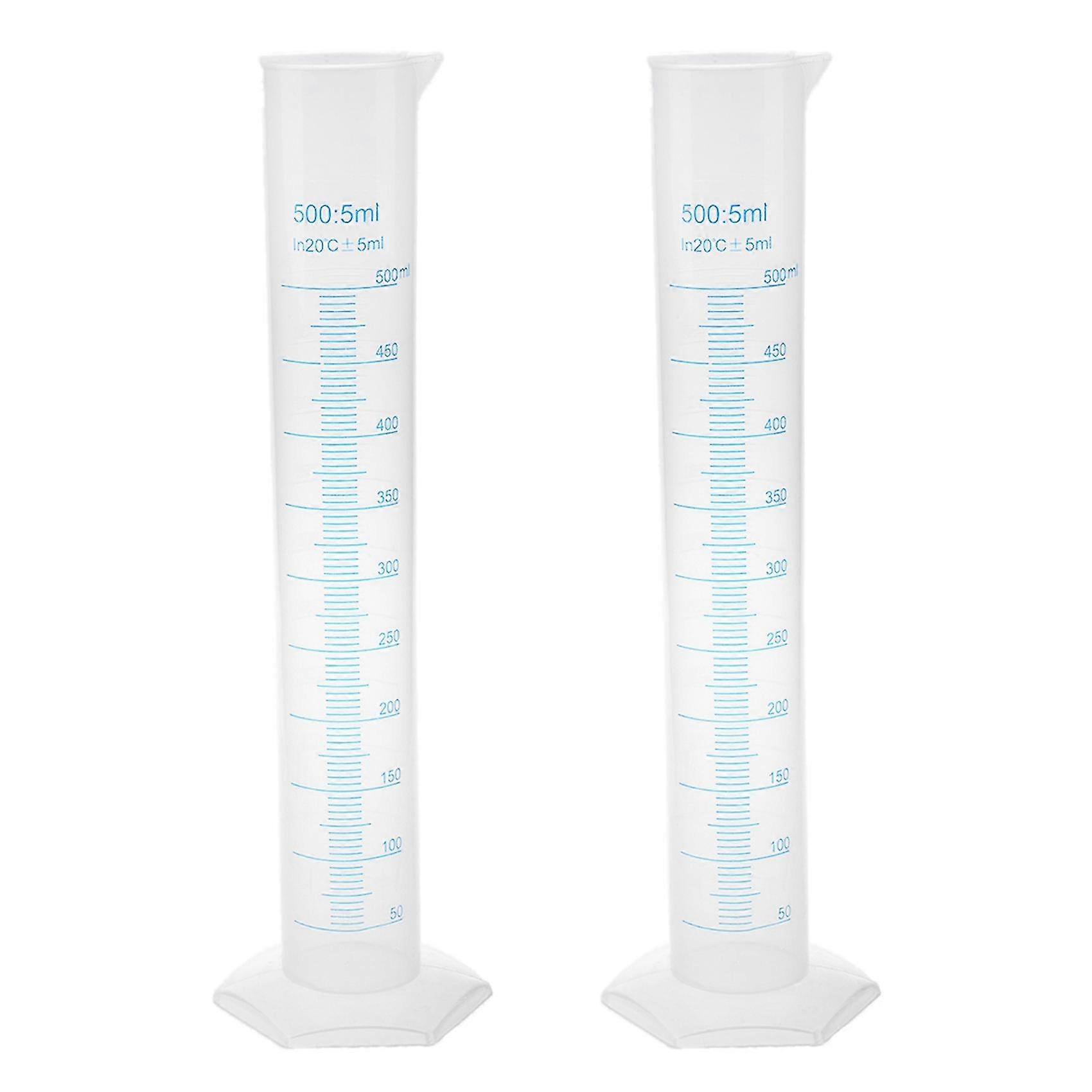2x 500 Ml Plastic Transparent Graduated Tube.