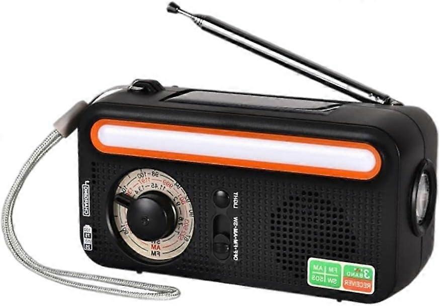 Mnsun Portable Emergency Radio, Solar Radio, 2000mAh Power, Rechargeable Hand Crank, FM AM WB Radio, Built-in Speaker, SOS Alarm, Flashlight, Reading