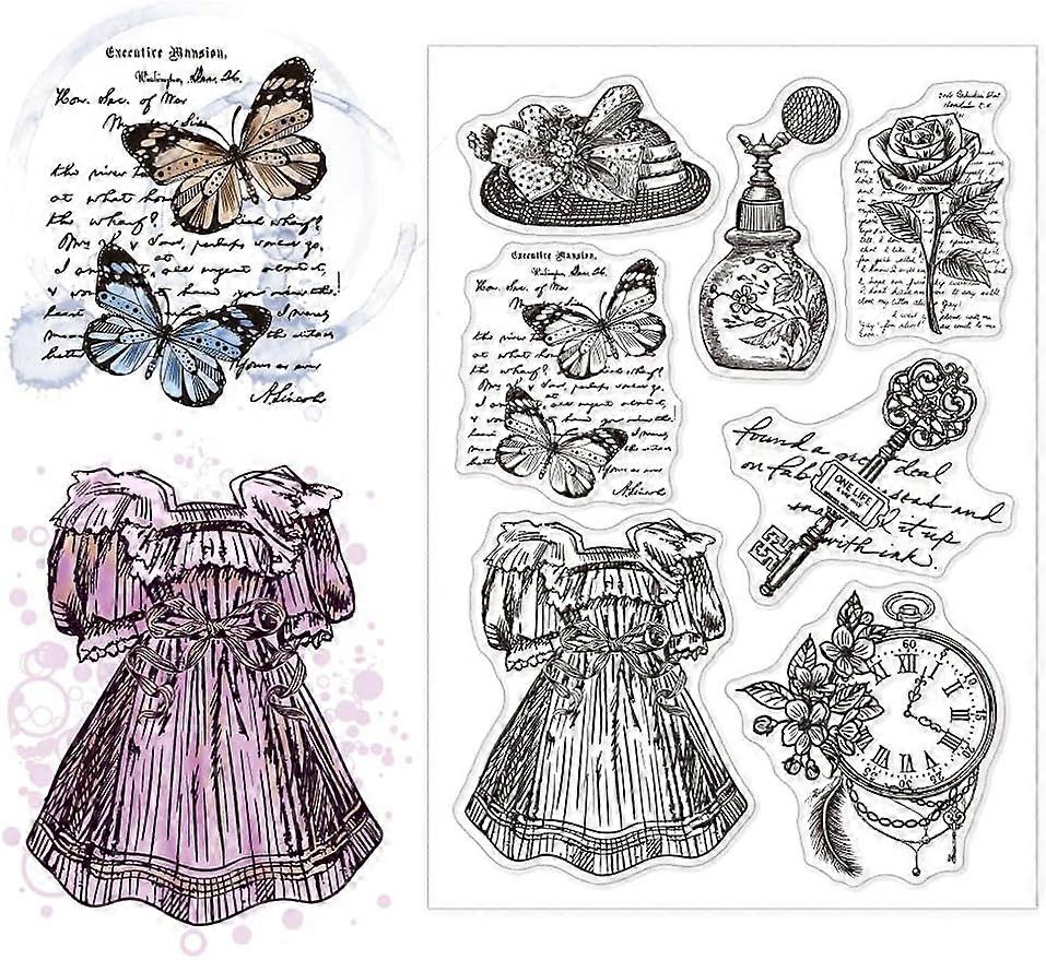 1Sheet Vintage Clear Silicone Clear Stamp Seals