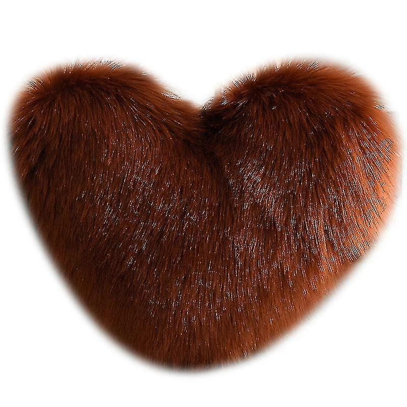 Travesseiro de coração de pele falso decorativo para quarto e sofá 15,7 X 19,7 polegadas