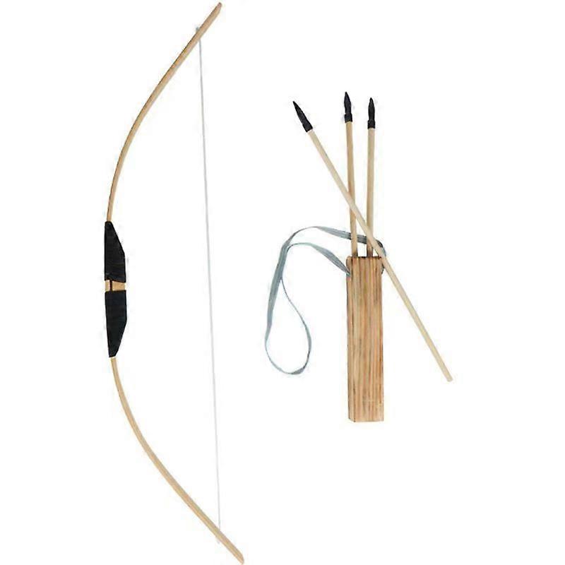 Wooden bow set for kids beginners with 3 safe arrows 1pcs quiver youth traditional bow archery set children practice toy gift