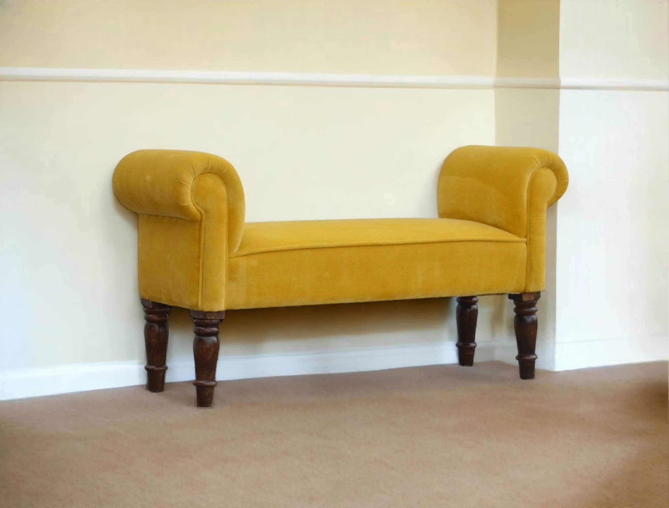 Mustard Velvet Bench
