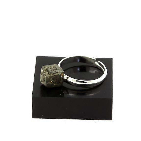 Roher Pyrit Ring, versilbert, 13,59 Karat