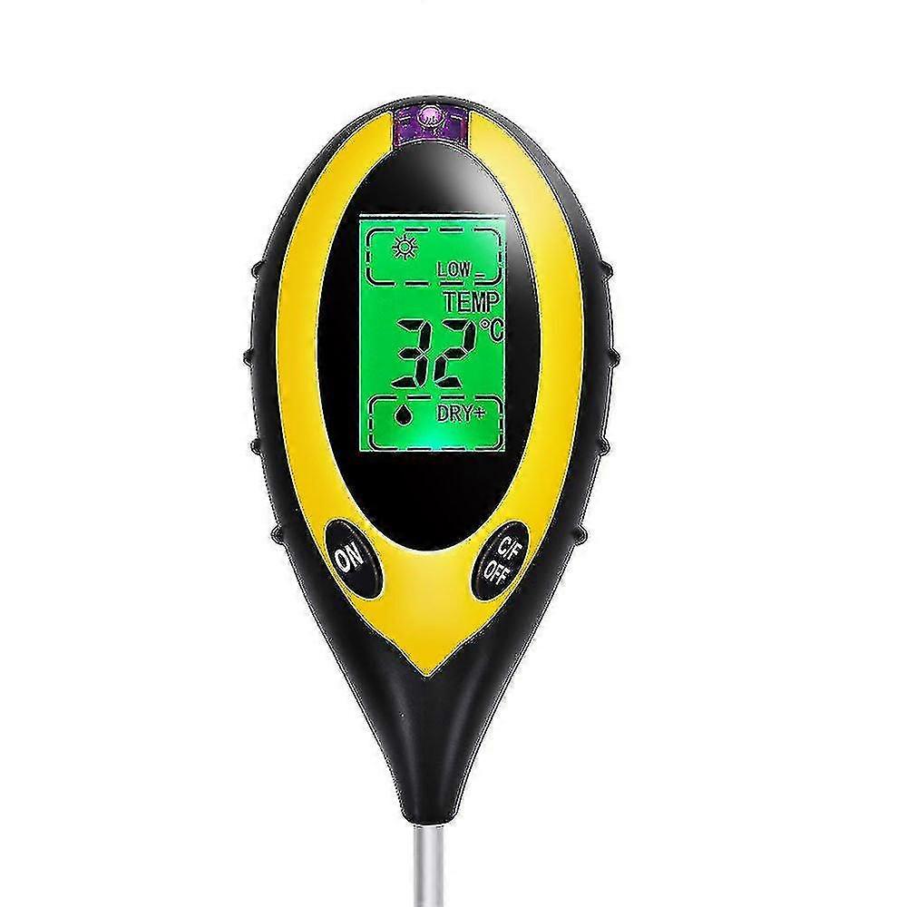 4 In 1 Soil Tester Moisture Meter Ph Levels Temperature Sunlight Lux Intensity Survey Instrument With Lcd Display