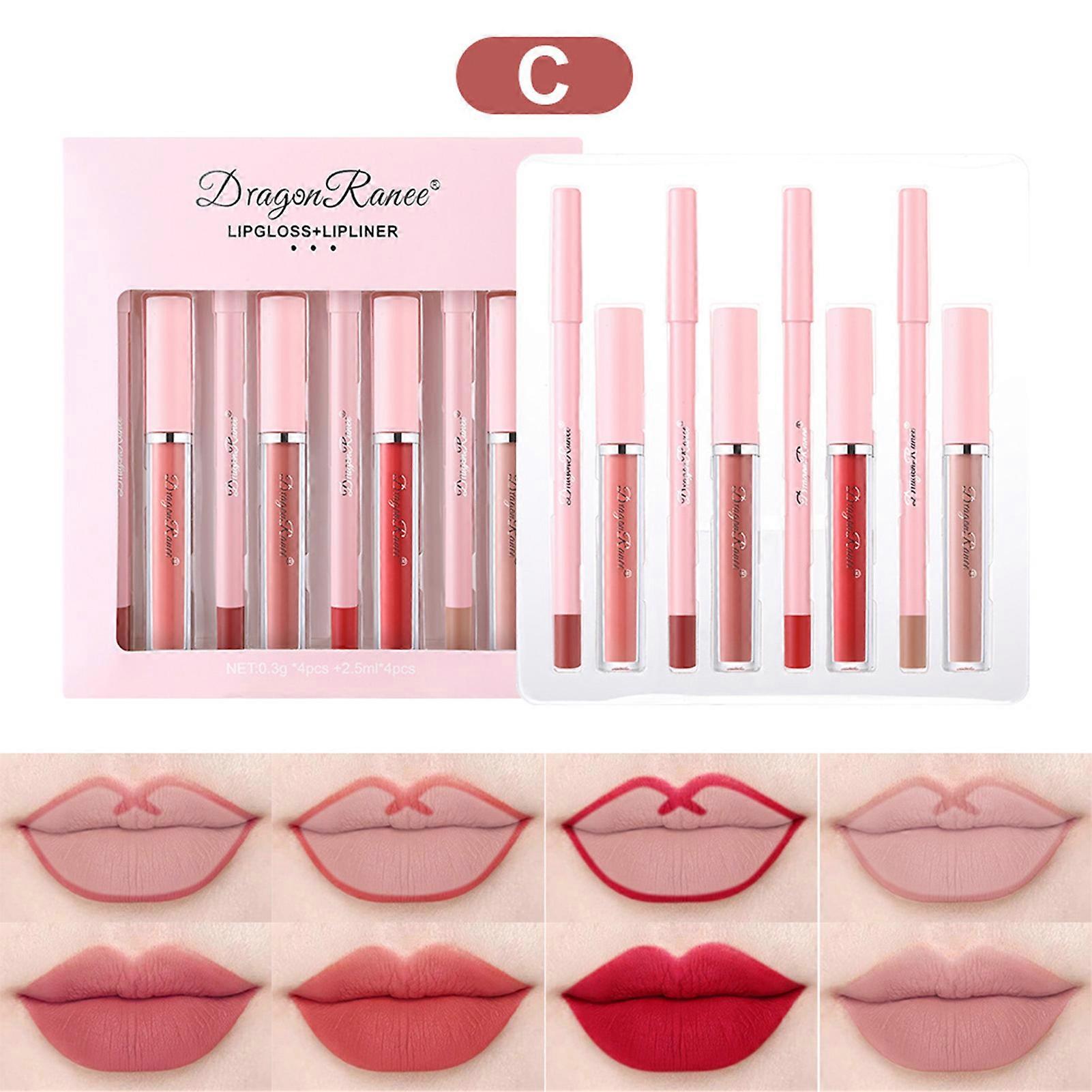 Matte Lip Gloss Waterproof Lip Liner Set Smooth Soft Rich Colors Quick-Drying Lip Makeup for Daily Life Everyday Use