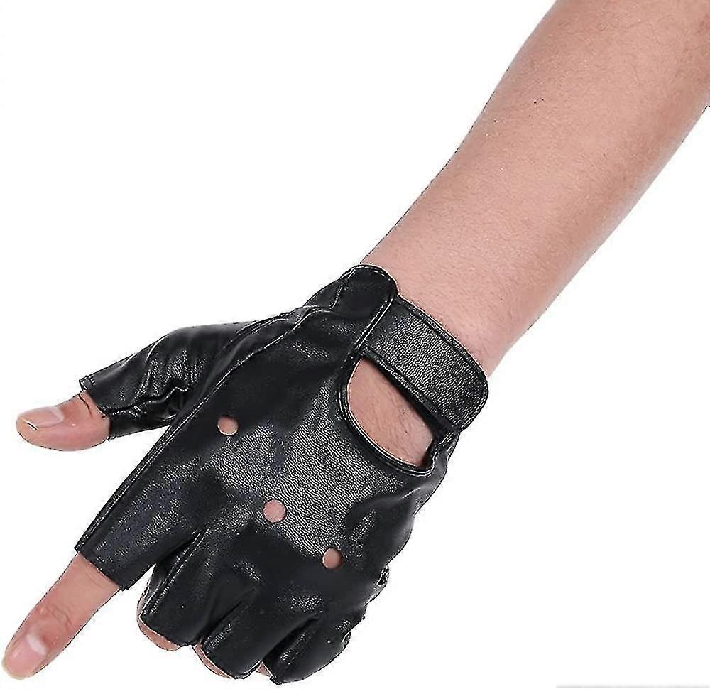 Men Pu Gloves Steampunk Gothic Finger Hook-loop Mittens