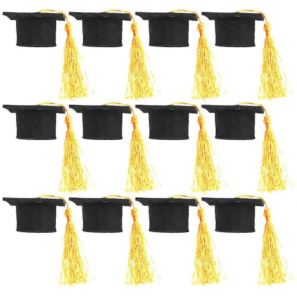 12pcs Mini Graduation Cap Bottle Toppers Wine Bottle Caps Bouquet Decoration