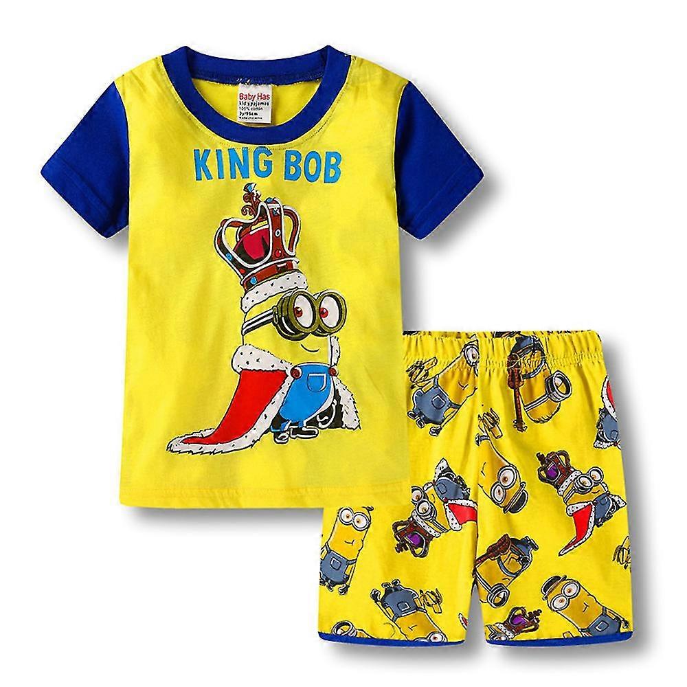 4-7 Kids Pyjamas Mins Printed Tops+shorts Wear Sleepwear Outfits Lounwear Sets