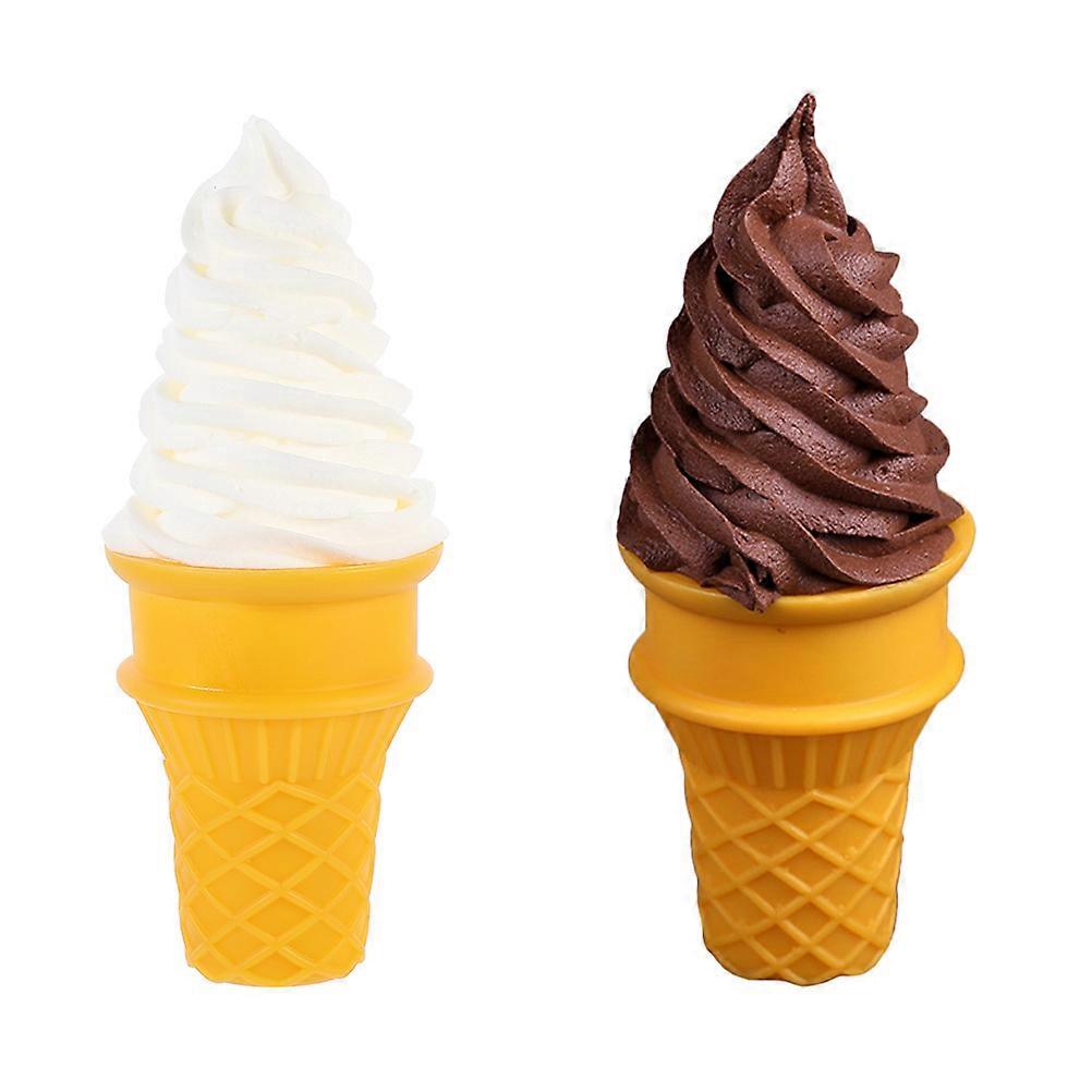 2Pcs Lifelike Ice Cream Modeling Figurine Lovely Ice Cream Cone Prop Fake Ice Cream Display Prop