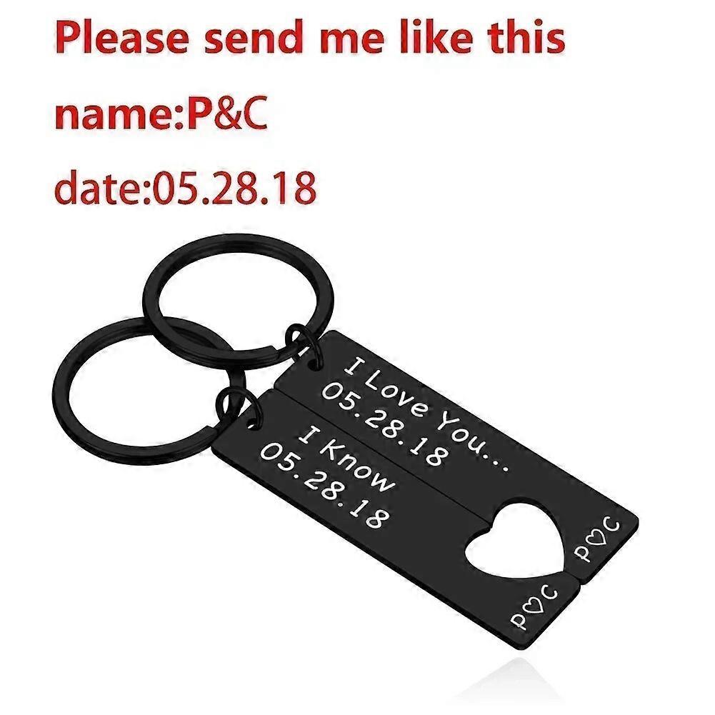 Personalized Custom Heart Keyring Engraved Date Name Love Object Couples Keychain Girlfriend Boyfriends Commemoration Gift
