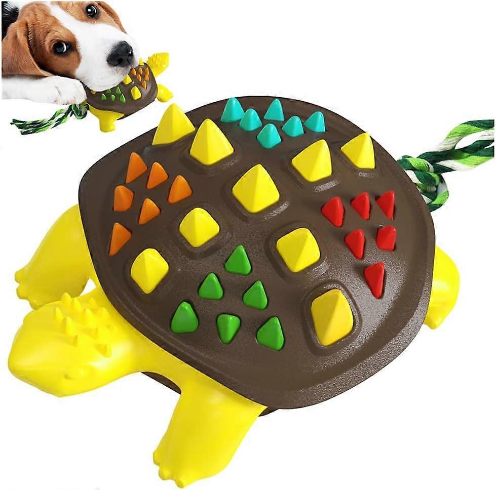 Tortoise Dog Chew Toys for Aggressive Chewers Medium and Large Dog Cleaning Chew Toy Indestructible Toughest Toothbrush Toys(Brown+Yellow),2024 Ping