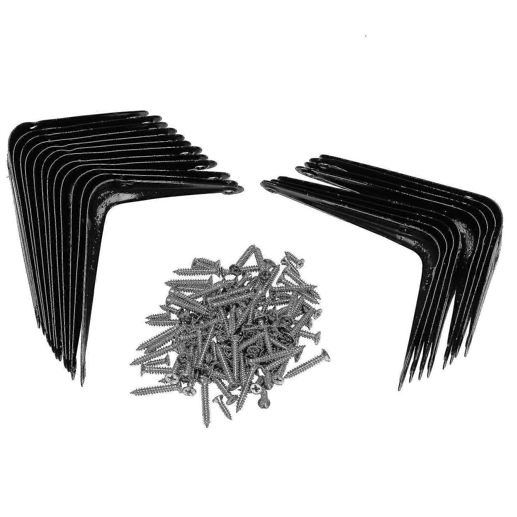 20 Pack Shelf Brackets Heavy Duty Black Metal Floating Shelf Bracket