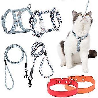 4 Pieces Cat Harness With Leash Adjustable Cat Harness And Leash Set Round