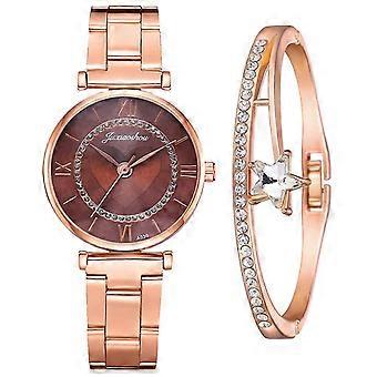 Fashion Ladies Diamond Steel Band Bracelet Watch Set Elegant Geometric Bracelet