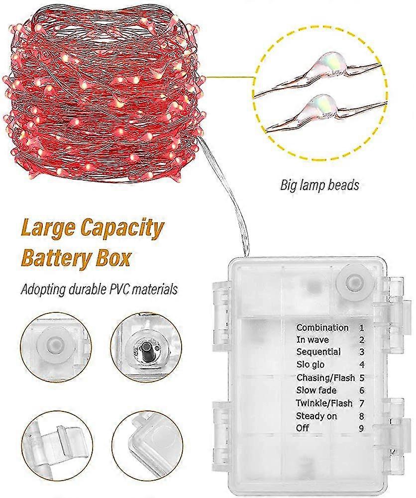 Battery-operated String Lights. 2 Pack 3 * Aa Battery Powered Copper Wire Remote Control Timer Waterproof Led Firefly Lights
