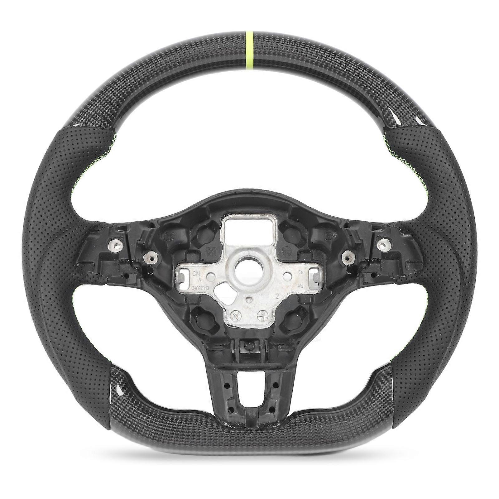 Kolfiberratt perforerad läder Viper Green-sömmar platt botten för MK6 R 2009 till 2013