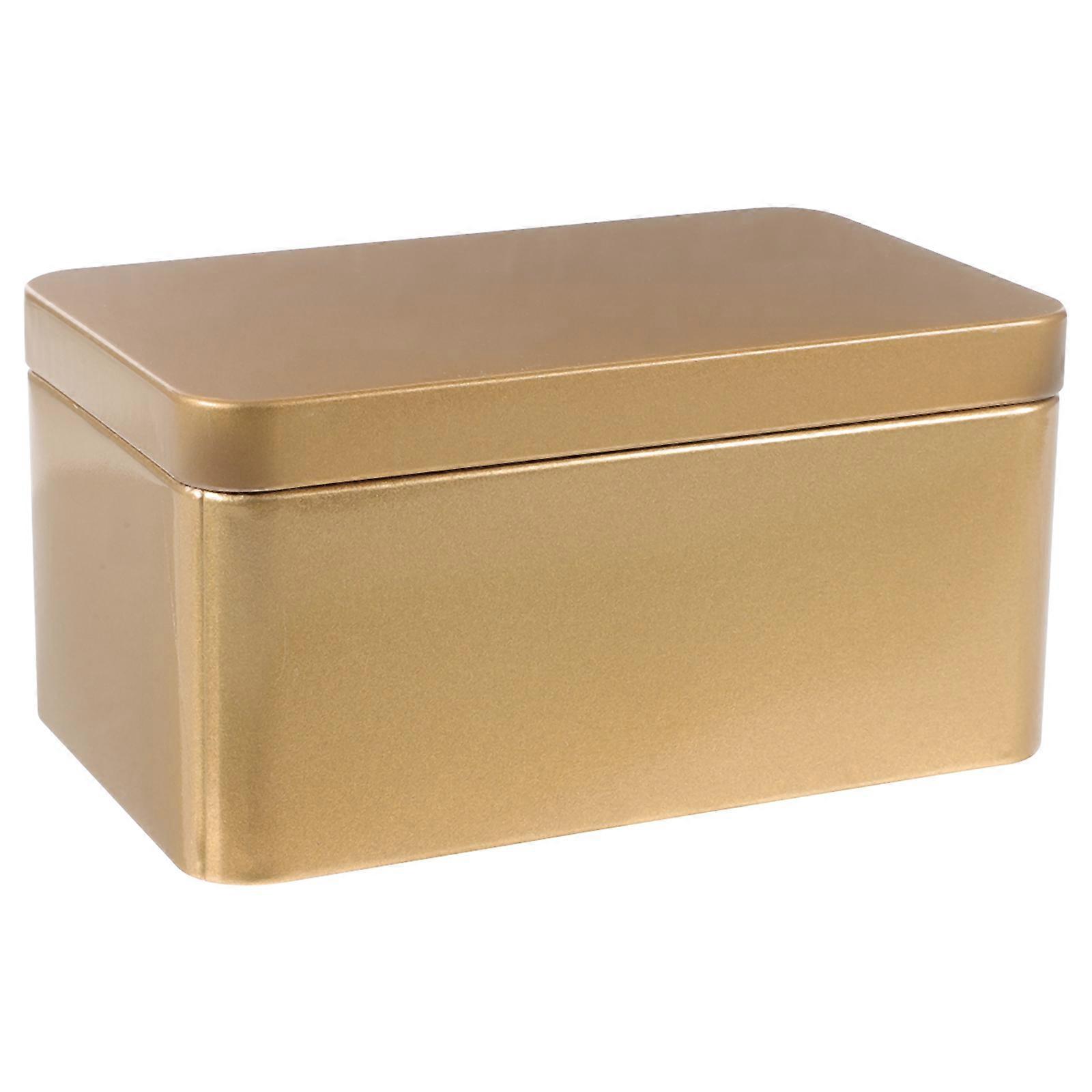 Rectangular Tinplate Box Mini Portable Tea Leaf Storage Container Candies Organizer Home Storage Box - 13x8x6cm (Random Color)