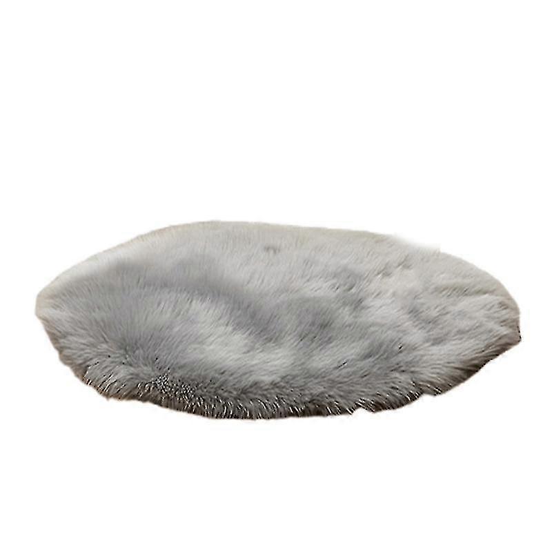 35cm Faux Fur Shaggy Seat Cushion Chair Cover Solid Color Soft Fuzzy Plush Round Area Rug Stool Pad Anti-slip Carpet Mat