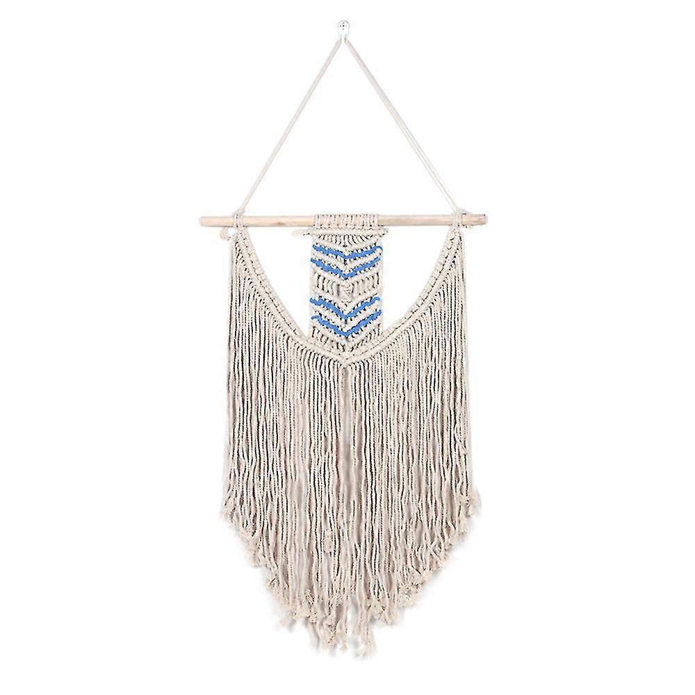 Makrame kudottu seinälle ripustettava seinävaate - Boho tyylikäs boheemi taide pitkällä tupsulla asunnolle