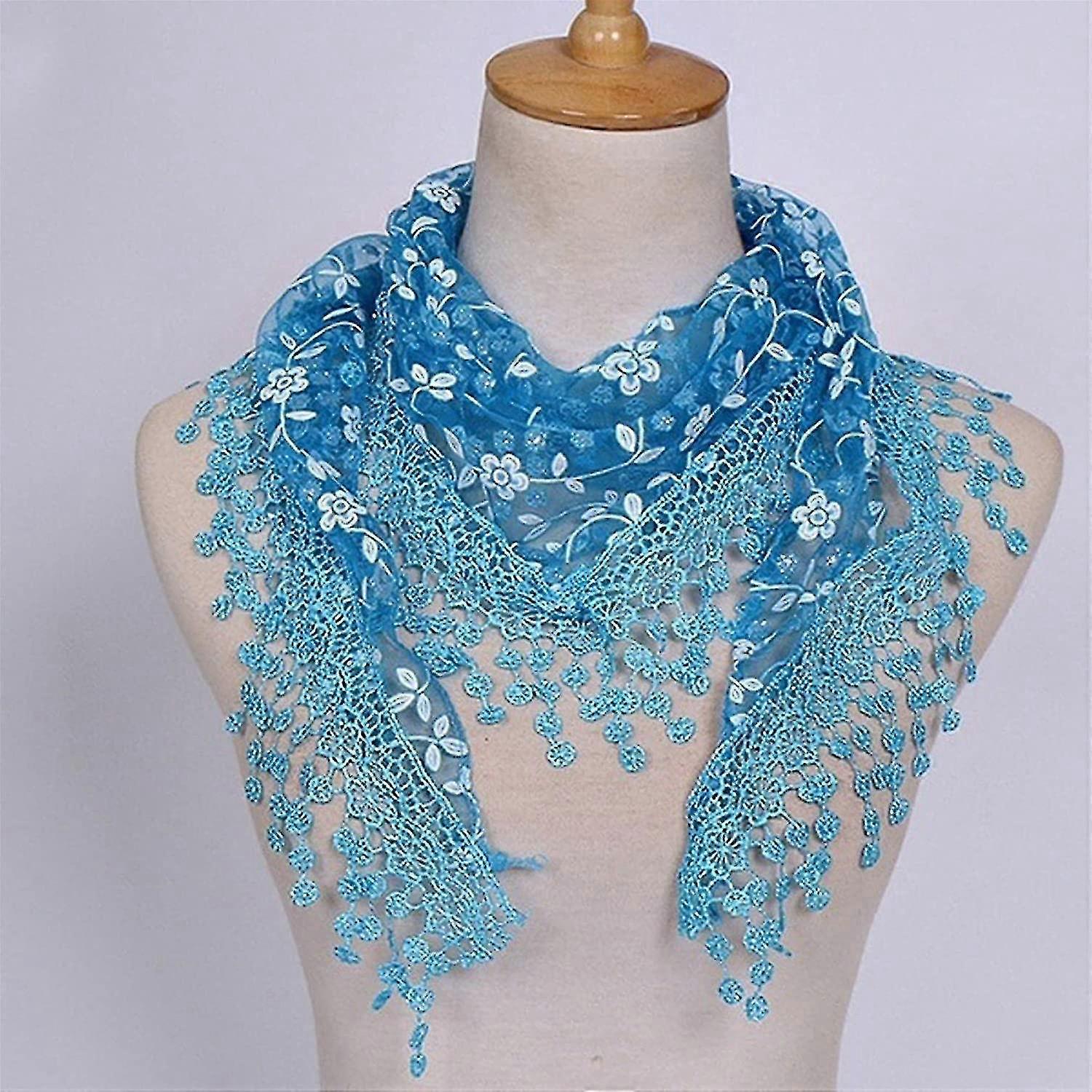 Soft Lace Hollow Tassel Scarves Large Square Bohemian Scarves With Tassel