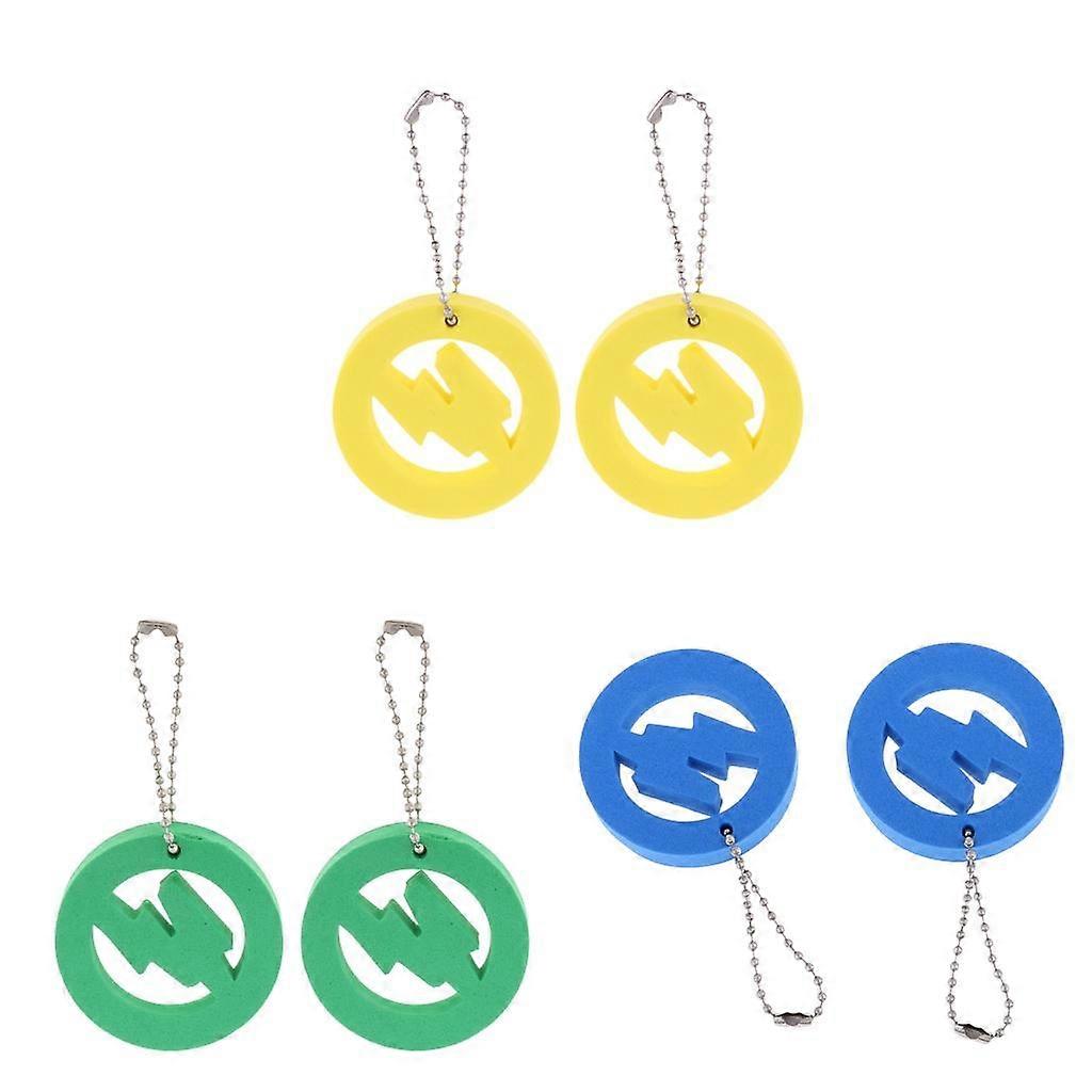 2x2 Pieces Round Buoy EVA Floating Keychain Keyring Water Key Float Blue