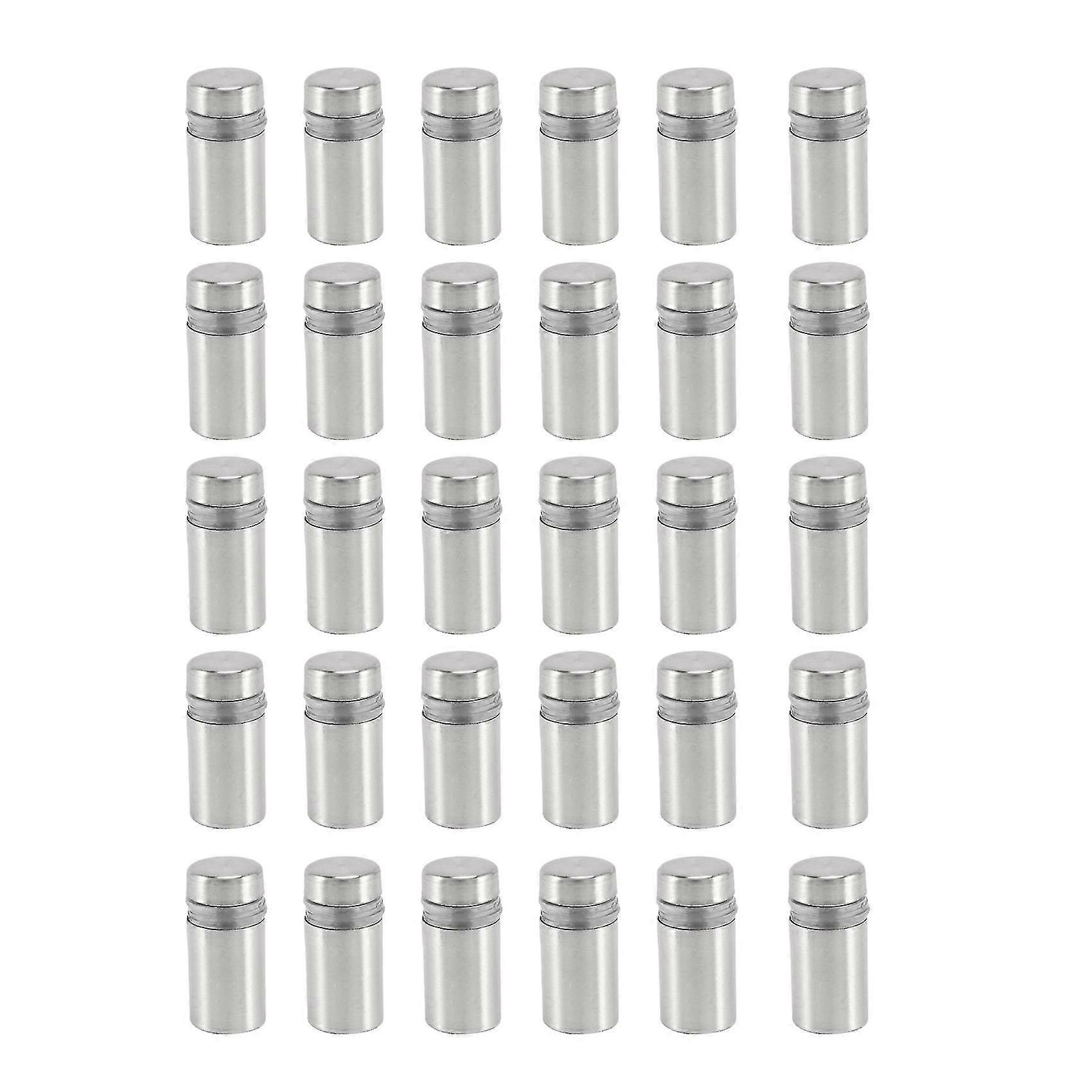 30 stycken 12 x 22 mm distans i rostfritt stål för glashållare, skyltmontering