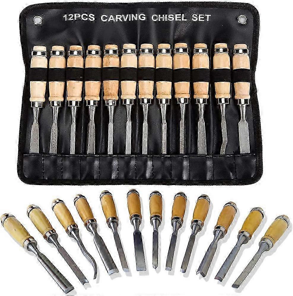 Professional Wood Carving Chisel Set - 12 Pcs Sharp Woodworking Tools