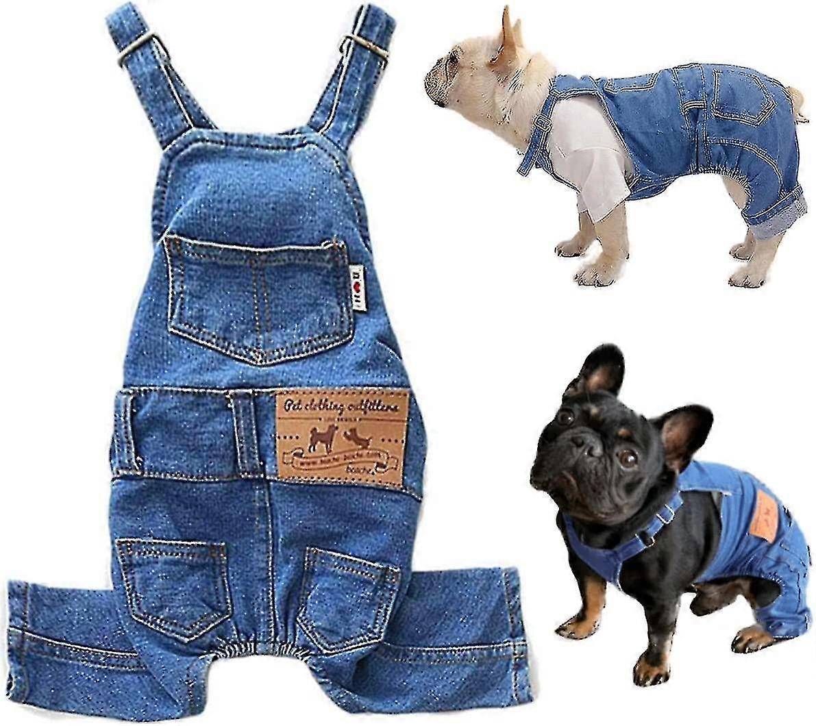 قمصان الكلب الملابس وزرة الدنيم ، الحيوانات الأليفة الجينز Onesies الملابس ، جرو جان جاكيت حبال بذلة أزياء مريحة