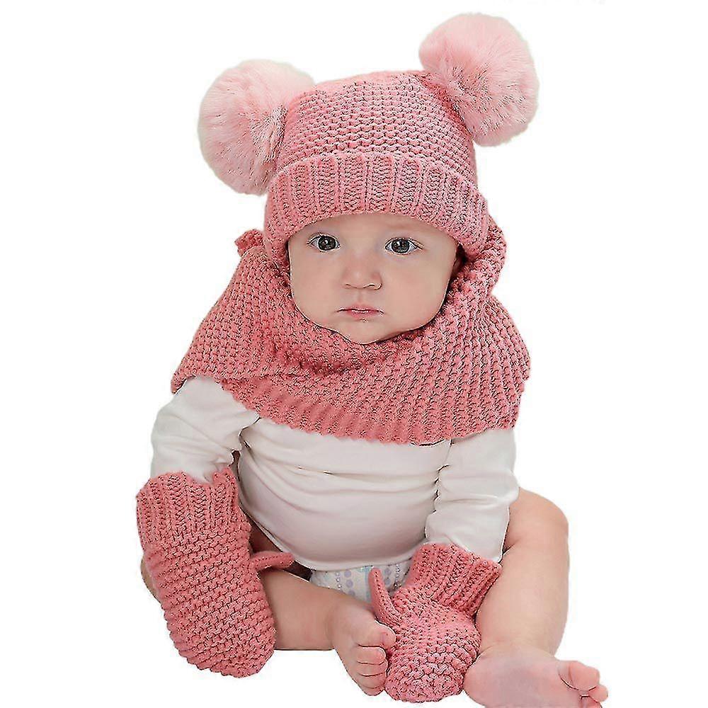 3pcs Baby Hats Luvas de cachecol define beanie malhado