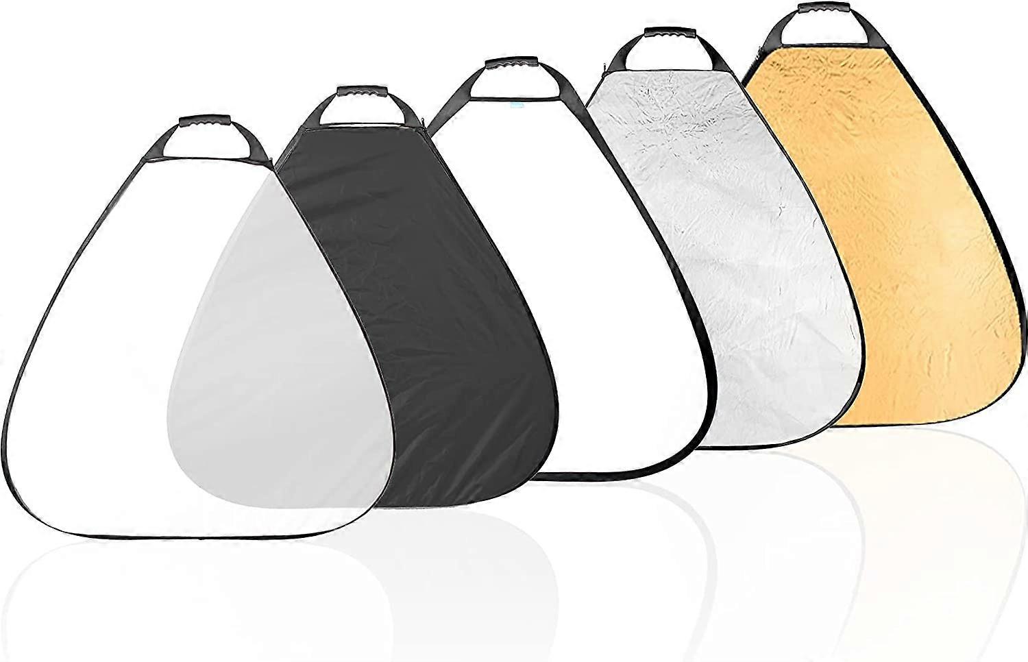 5 in 1 reflector with handle and carrying bag - White, black, gold, silver