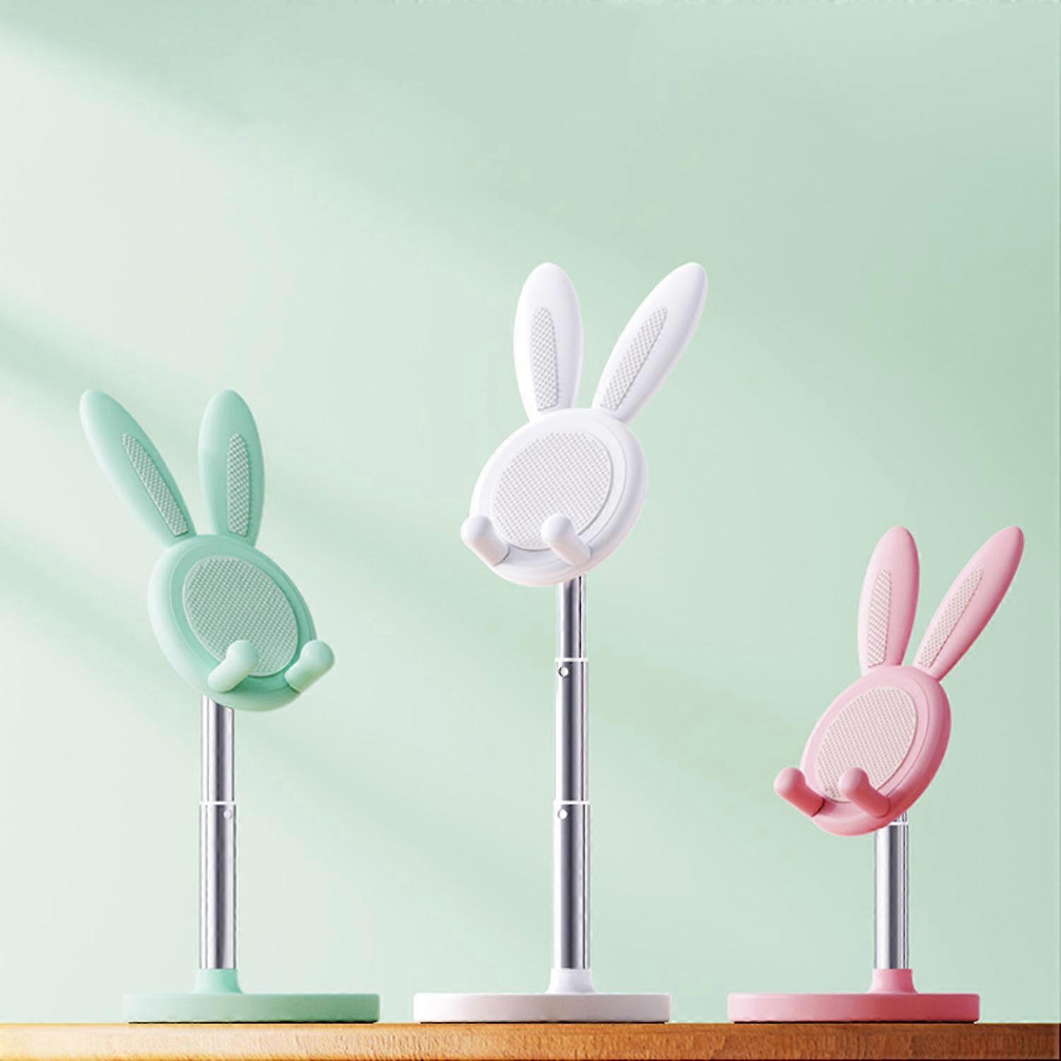 Rabbit Smartphone Holder Cellphone Tabletop Stand Angle Height Adjustable (4-10 Inch)--White