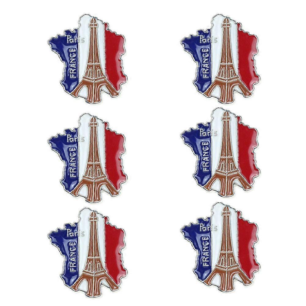 (B)6 pieces rustic enamel pins French flag lapel pins French brooch metal patriotic badge French souvenirs