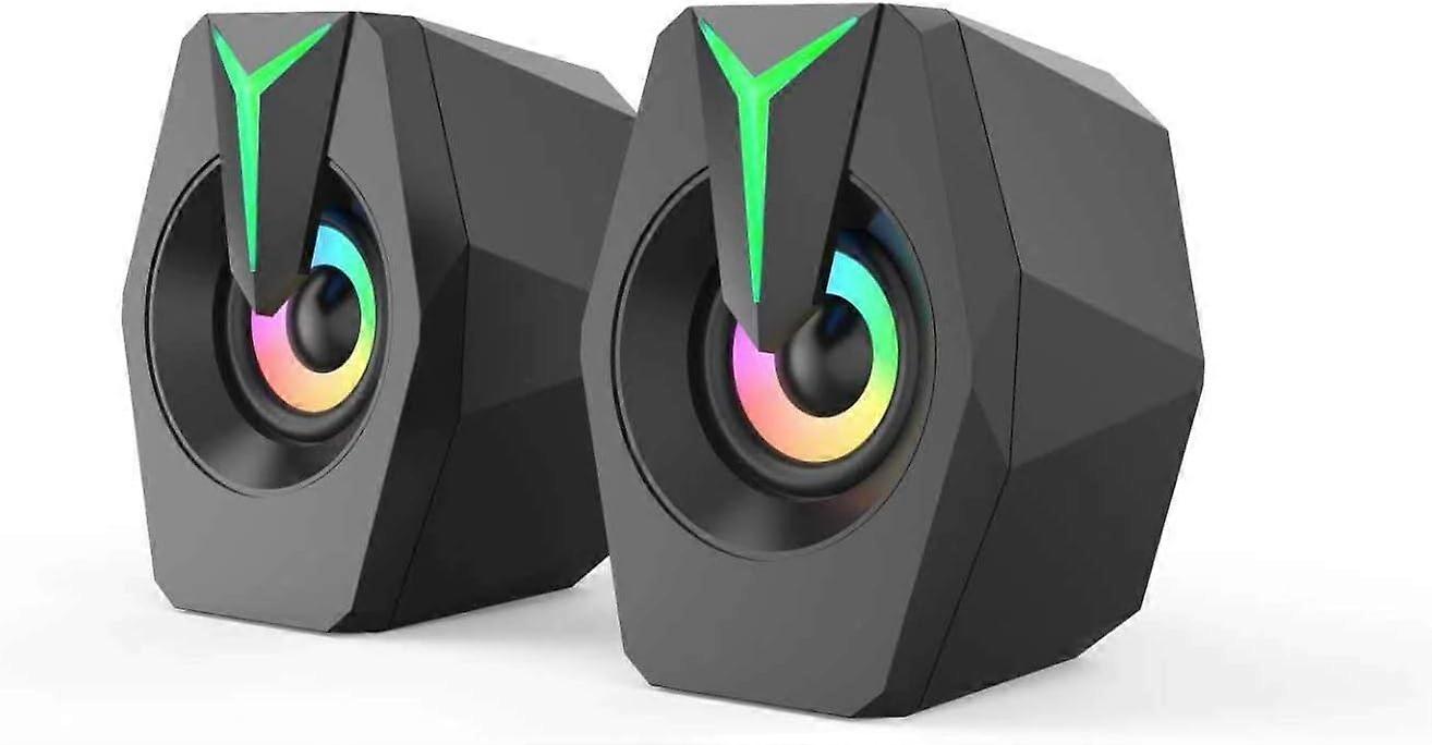 7 Color Lights Computer Speakers - Stereo Pc Gaming Speakers with USB and 5mm for Pc/Laptop/Desktop