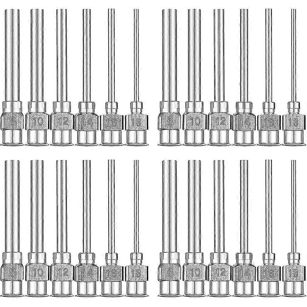 24 pièces Aiguille de distribution 1 pouce en acier inoxydable Pointe Luer Lock Aiguilles (8,10,12,14,16,18calibre)