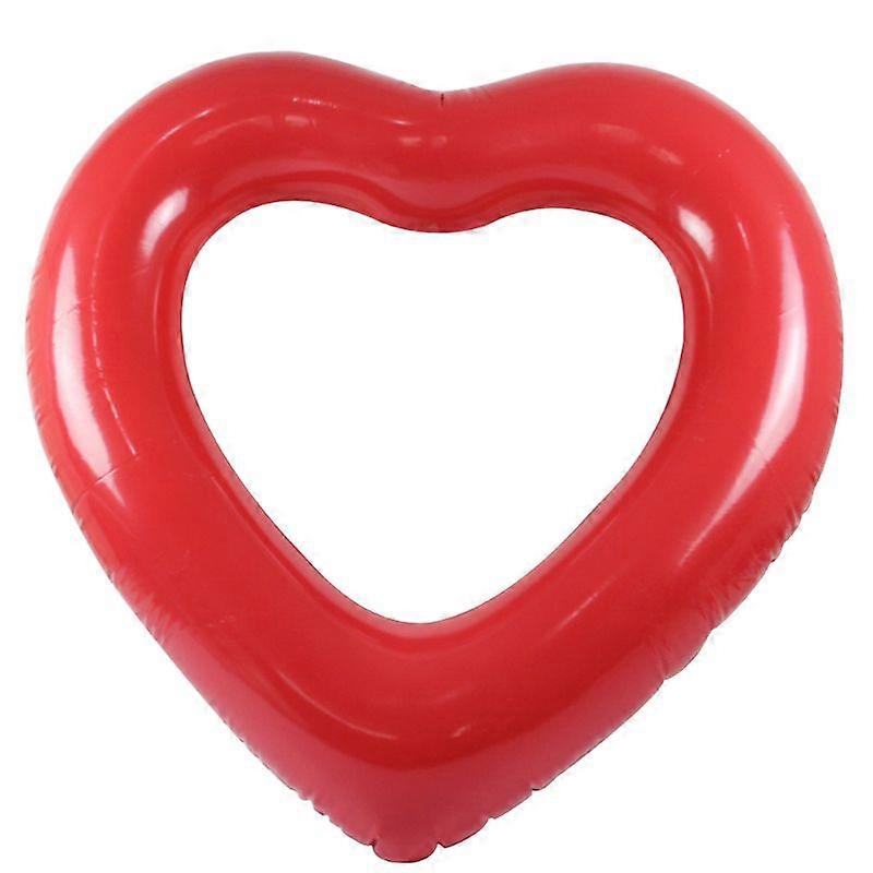 Inflatable Swim Ring Red Heart-Shape Floating Tools Swimming Pool Life Buoy Y51D