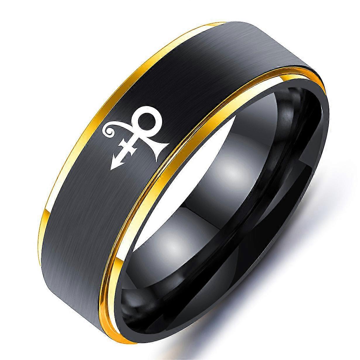 8mm Steampunk الأمير التمزق عنخ علامة رمز شعار خاتم أسود خاتم المغني الأمير الفنان خاتم الزفاف الفرقة