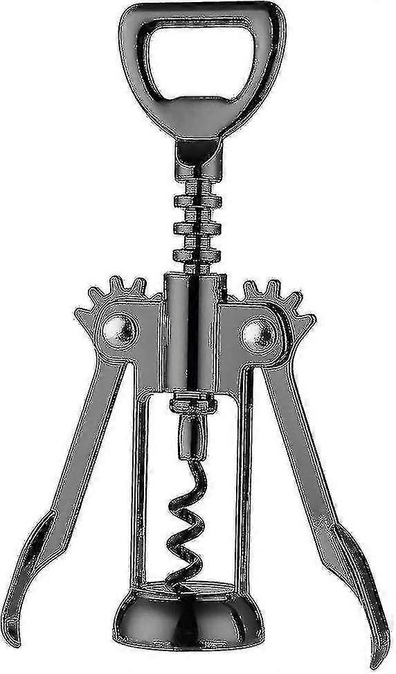 Very Sturdy Wing Corkscrew Black Wine Opener And Beer Opener, Multifunctional Wine Opener